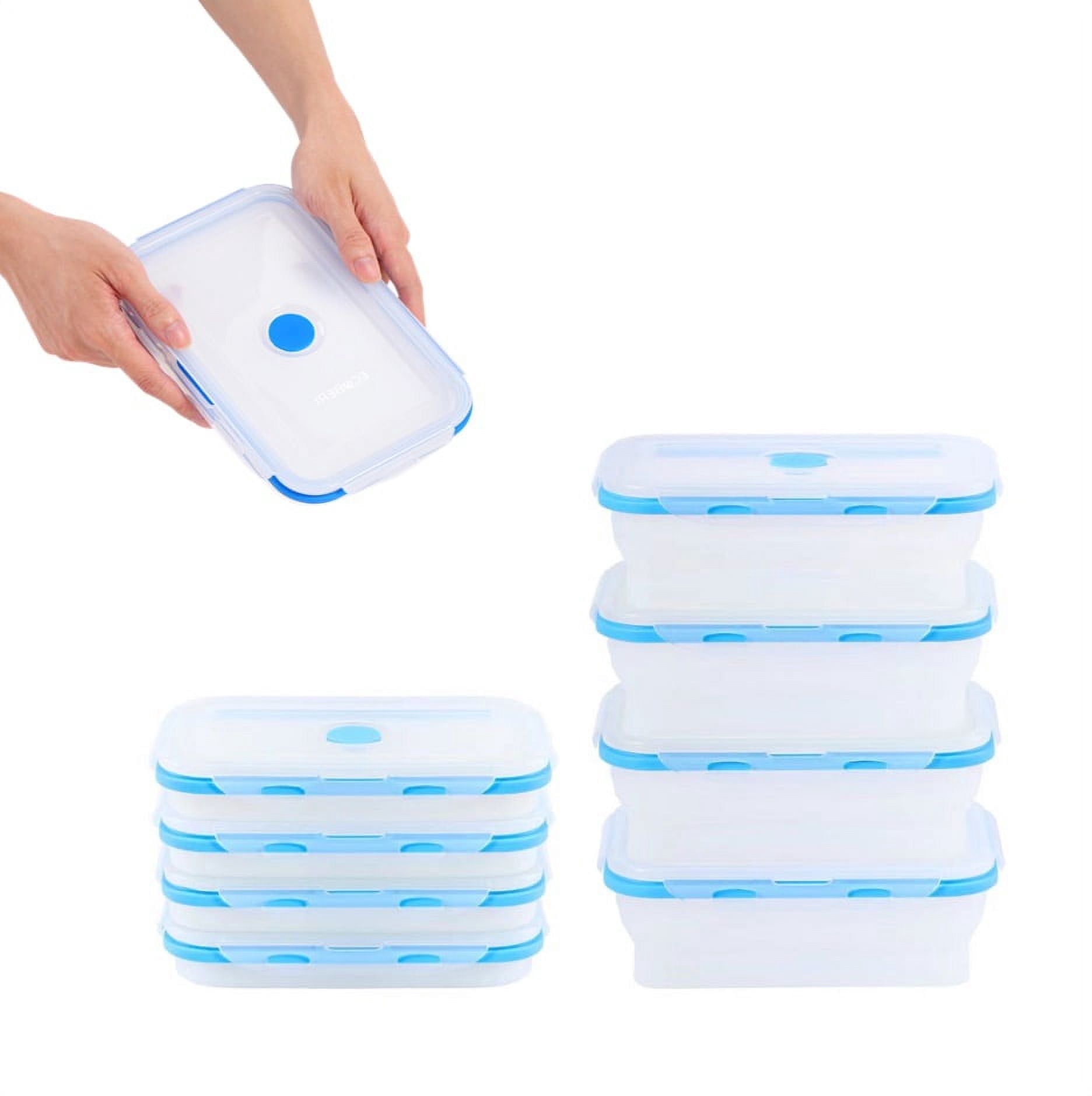 Ecoberi Blue Silicone Microwave Safe Food Storage Containers 4 -27oz