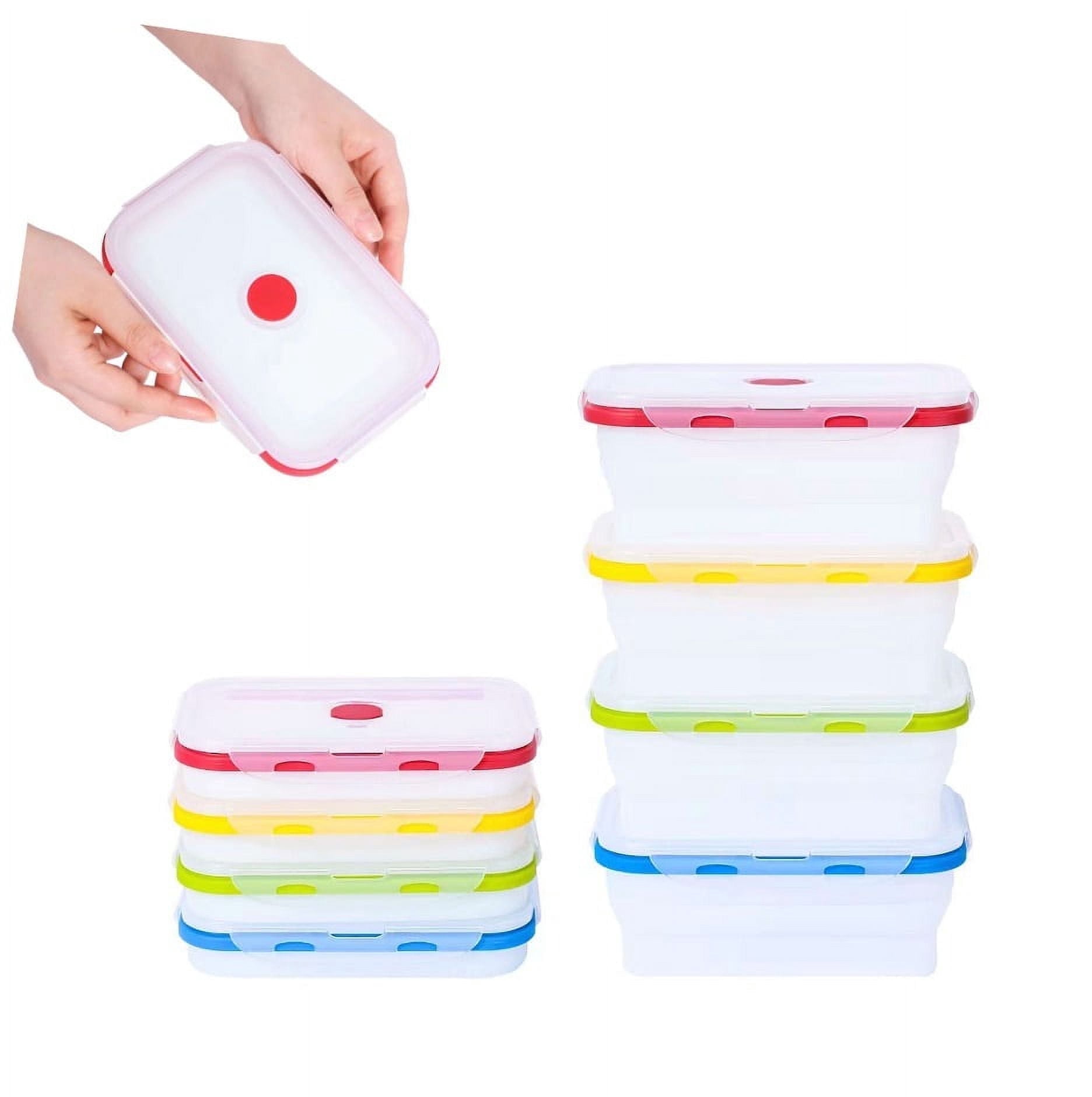Ecoberi Collapsible Food Containers, BPA-Free Silicone, Reusable, Stackable, Space-Saving for Snacks, Lunches, Travel Pack of 4