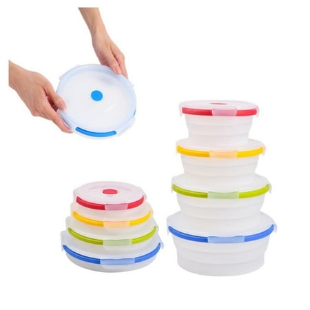 Ecoberi Collapsible Multicolor Silicone Microwave Safe Food Storage Containers, 4-Count price history and forecast - Ecoberi NS-SC-FOLD-CL-RD-PO4