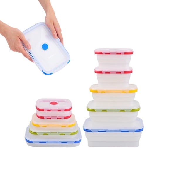 Ecoberi Collapsible Silicone Food Containers, BPA-Free, Reusable, Stackable, 5-Pack