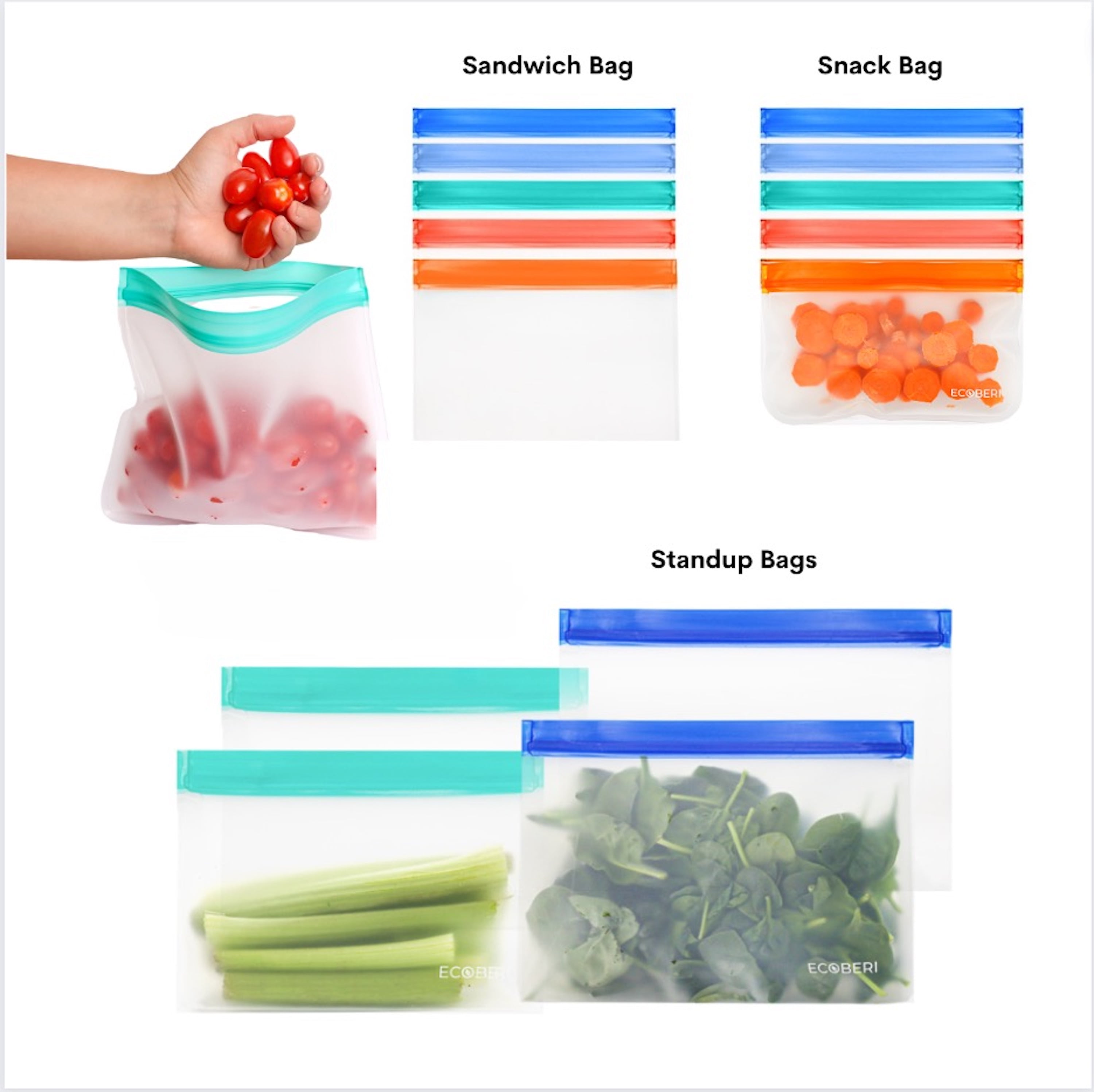 Reusable Silicone Food Bag PACK OF 7 - HomeHero