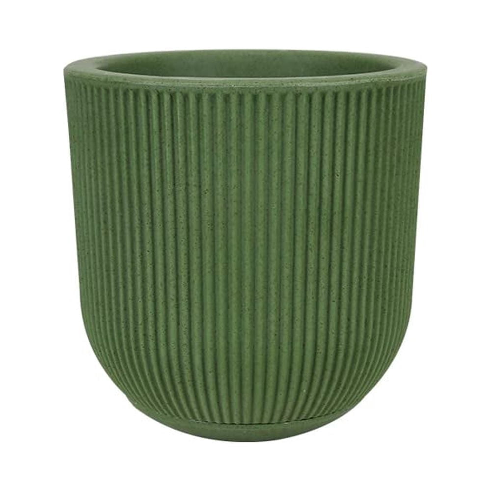 Ecobo 11.4 inches tall Eco-Friendly Round Pot Planter, Garoa Indoor/Outdoor use, Durable, Versatile & Lightweight, Designed by Brazilian Artisans, Contemporary All-Weather Design–Green