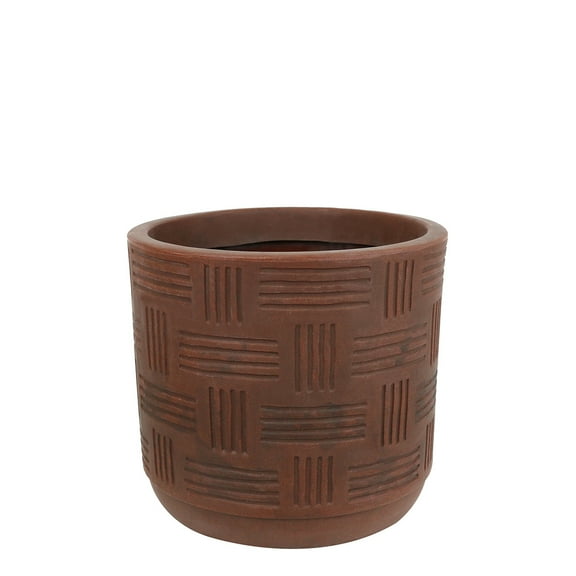 Ecobo 13.8" High Eco-Friendly Round Resin Pot Planter | Durable, Versatile & Lightweight - Brown