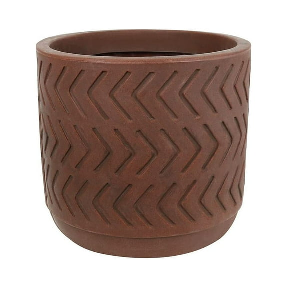 Ecobo 13.8 inches Eco-Friendly Round Pot Planter Indoor/Outdoor use, Durable, Versatile & Lightweight, Designed by Brazilian Artisans, Contemporary All-Weather Design –Brown