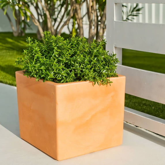 Ecobo 14.2" Tall Planter | Eco-Friendly, Durable, Lightweight | Indoor/Outdoor Use, All-Weather, Contemporary Design by Brazilian Artisans - Terracota