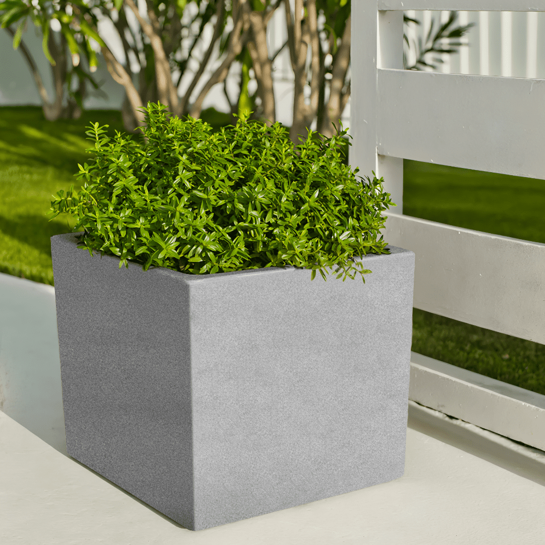 Ecobo 14.2" Tall Planter | Eco-Friendly, Durable, Lightweight | Indoor/Outdoor Use, All-Weather, Contemporary Design by Brazilian Artisans - Granite