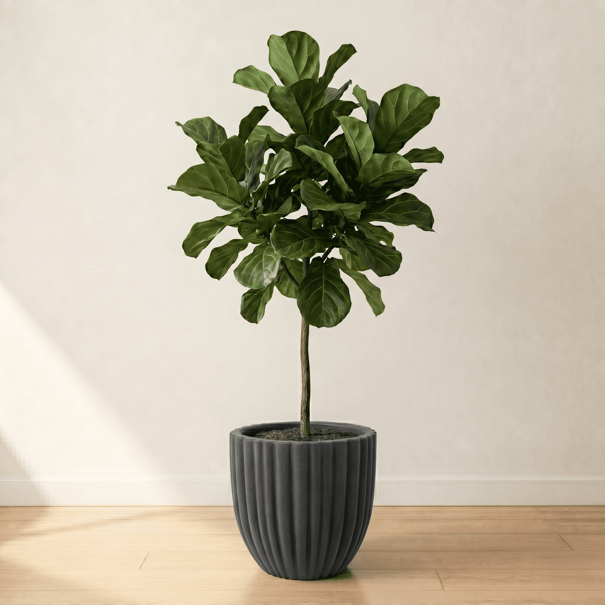 Ecobo 15.7" Tall, Eco-Friendly Round Planter Indoor/Outdoor use, Durable, Versatile & Lightweight, Designed by Brazilian Artisans, Contemporary All-Weather Design –Dark Gray