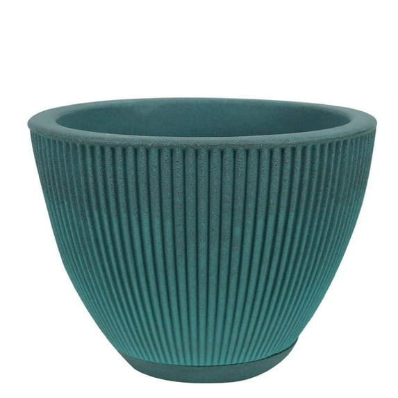 Ecobo 16.9 inches tall Eco-Friendly Round Pot Planter,Garoa Indoor/Outdoor use,Durable,Versatile&Lightweight,Designed by Brazilian Artisans,Contemporary AllWeather Design-Green