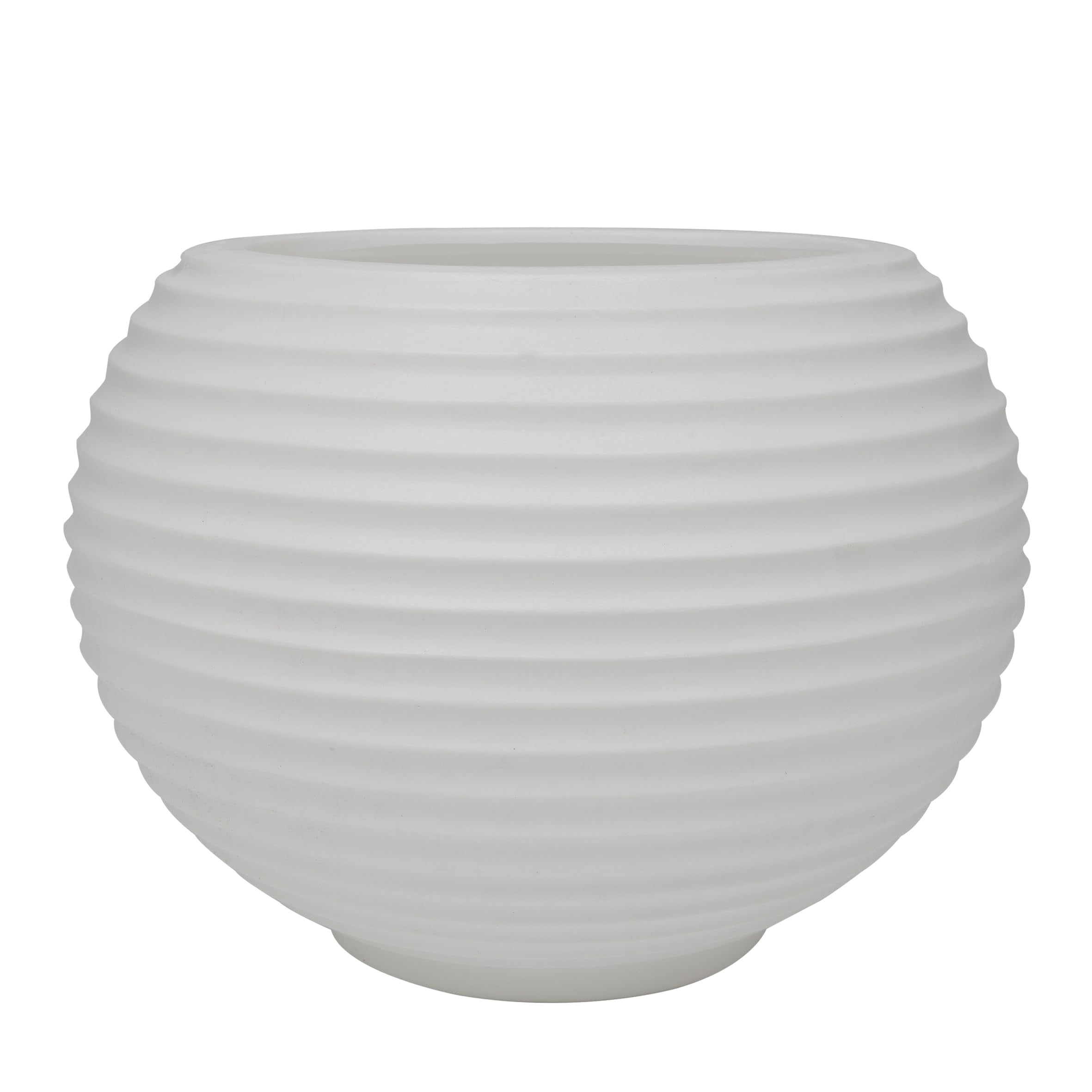 Ecobo 18.9" Wide Eco-Friendly Round Pot Planter Heliconia Indoor/Outdoor use, Durable, Versatile & Lightweight, Designed by Brazilian Artisans, Contemporary All-Weather Design – White