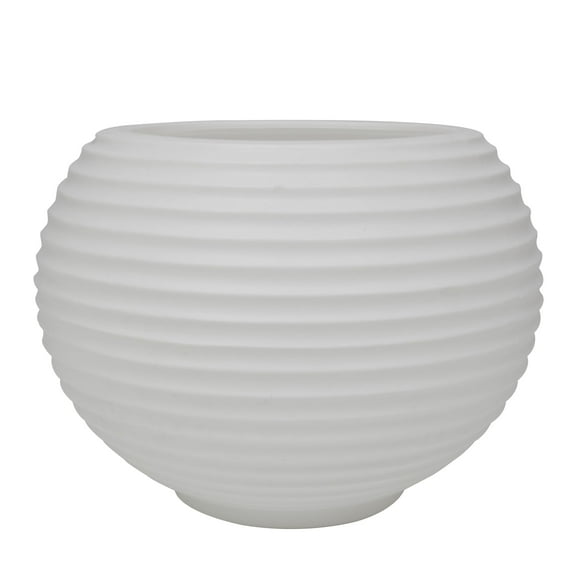 Ecobo 18.9" Wide Eco-Friendly Round Pot Planter Heliconia Indoor/Outdoor use, Durable, Versatile & Lightweight, Designed by Brazilian Artisans, Contemporary All-Weather Design – White