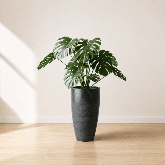 Ecobo 20.9-Inch Tall Eco-Friendly Round Pot Planter | Indoor/Outdoor Use, Durable, Versatile, and Lightweight | Contemporary All-Weather Design by Brazilian Artisans - Black
