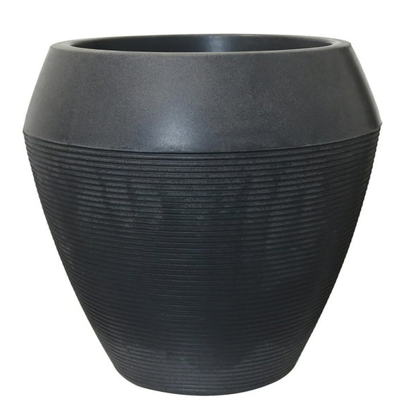 Ecobo 20.9 inches Eco-Friendly Round Pot Planter Indoor/Outdoor use, Durable, Versatile & Lightweight, Designed by Brazilian Artisans, Contemporary All-Weather Design – Black