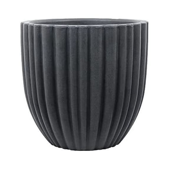 Ecobo 21.7" Tall, Eco-Friendly Round Planter Indoor/Outdoor use, Durable, Versatile & Lightweight, Designed by Brazilian Artisans, Contemporary All-Weather Design –Dark Gray