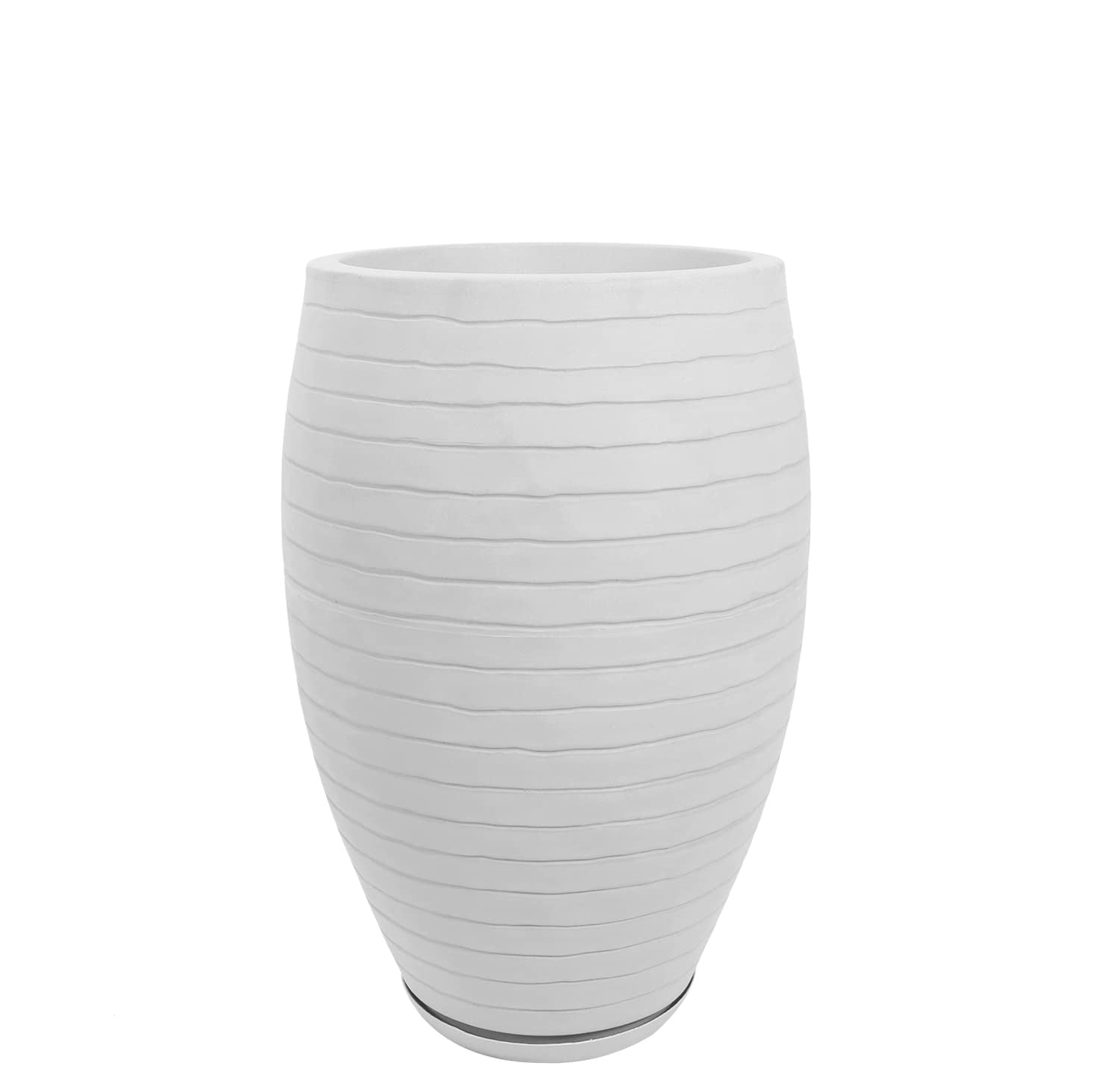 Ecobo 23.6 inches Eco-Friendly Round Pot Planter Ravina Indoor/Outdoor use, Durable, Versatile & Lightweight, Designed by Brazilian Artisans, Contemporary All-Weather Design –White