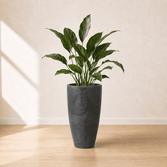 Ecobo 27.6-Inch Tall Eco-Friendly Round Pot Planter | Indoor/Outdoor Use, Durable, Versatile, and Lightweight | Contemporary All-Weather Design by Brazilian Artisans - Black