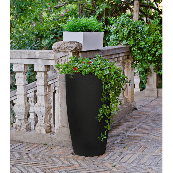 Ecobo 28" Tall Planter | Eco-Friendly, Durable, Lightweight | Indoor/Outdoor Use, All-Weather, Contemporary Design by Brazilian Artisans - Black