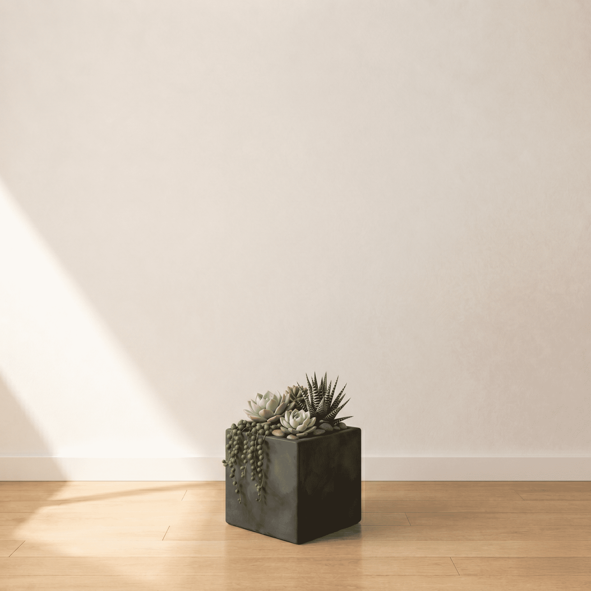Ecobo 8" Eco-Friendly Square Pot Planter, Bloco Indoor/Outdoor use, Durable, Versatile & Lightweight, Designed by Brazilian Artisans, Contemporary All-Weather Design – Black