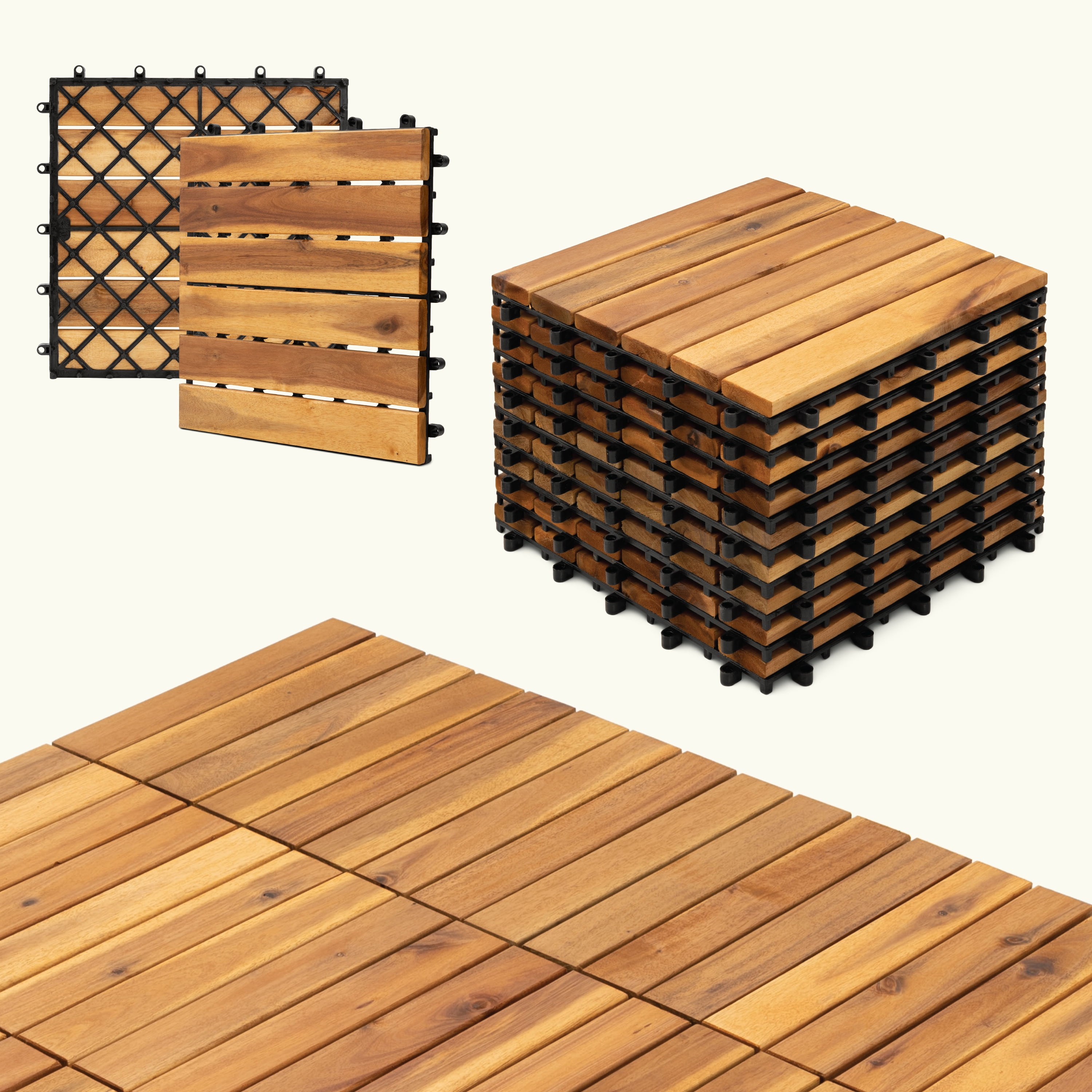 Curated visual reference: Ecoboom 54Pcs Acacia Hardwood Interlocking Patio Deck Tiles Photo Inspiration
