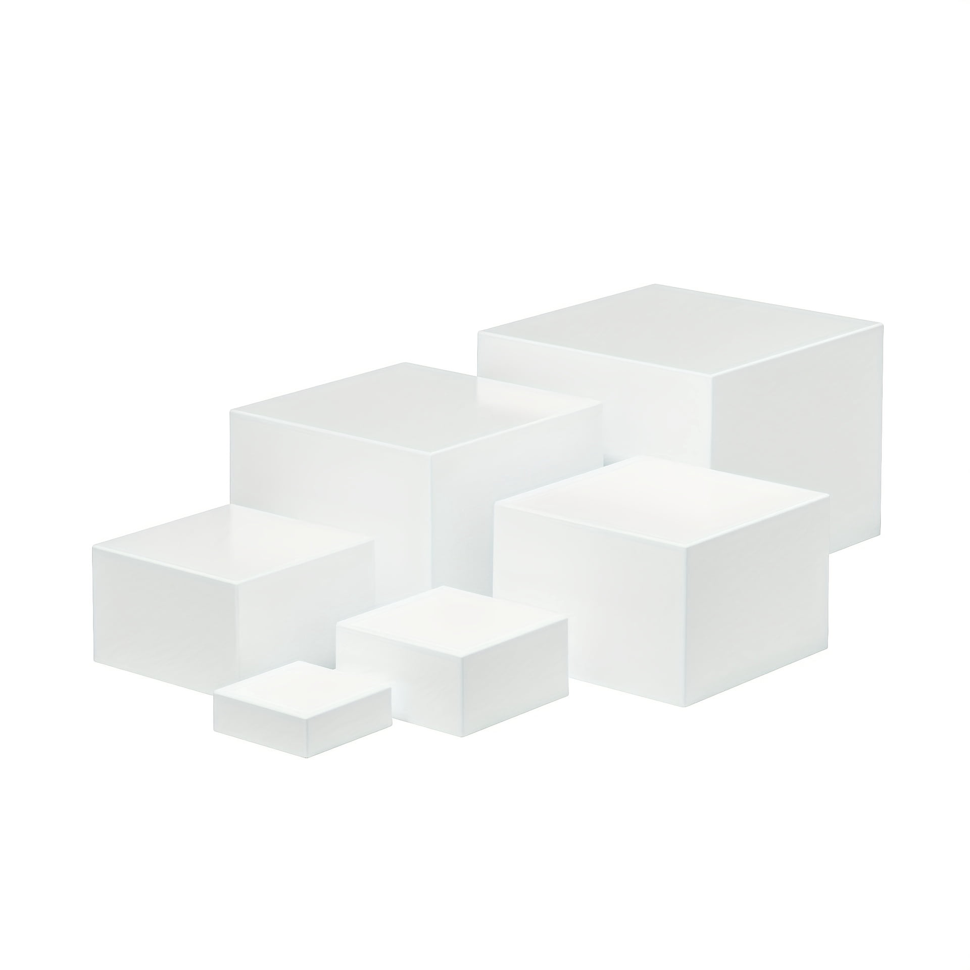 Ecoboom 6pcs White Display Cube Set, Multi-Size Pedestal Stands for ...