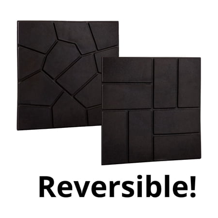Eco Border 15.5" x 15.5" Black Cobblestone/Brick 2-Sided Rubber Paver (6 Pack)
