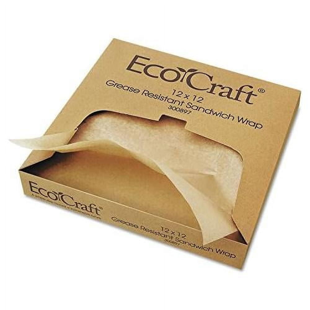 Ecocraft Grease-Resistant Paper Wraps Liners, Natural, 12 X 12, 1,000 ...