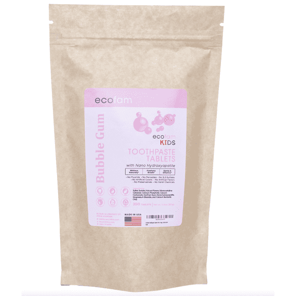 Toothpaste Tablets Bubblegum | Nano Hydroxyapatite Toothpaste Tablets Chewable | Fluoride Free l 350 ct