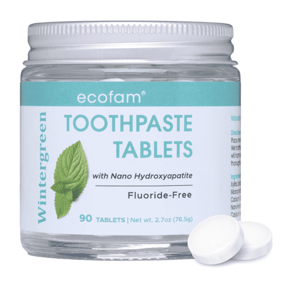 Toothpaste Tablets Wintergreen | Nano Hydroxyapatite Toothpaste Tablets Chewable | Fluoride Free l 90 Tabs