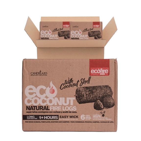 Ecofire Coconut Firelog Box with 6 Logs, 120.63 oz