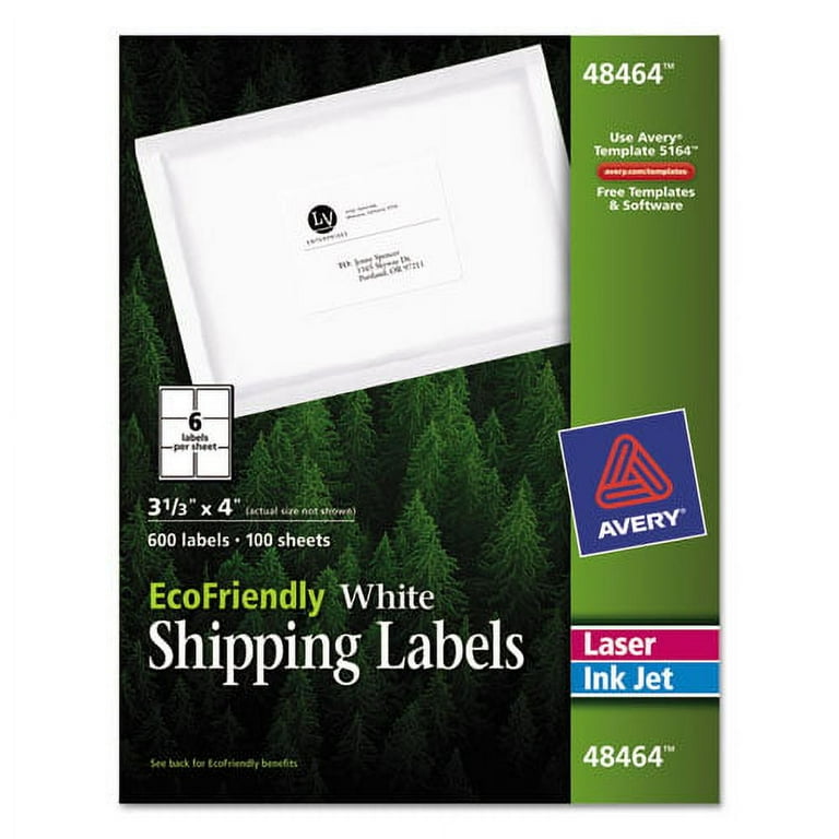 Labels, Laser Printers, 3.33 x 4, White, 6/Sheet, 100 Sheets/Box Labels, Laser Printers, 3.33 x 4, White, 6/Sheet, 100 Sheets/Box