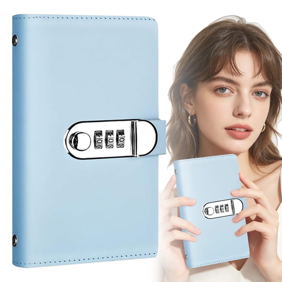 Ecohintz $5050 Savings Challenge Binder with Password Lock - 100 Envelope Budget Folder for Money Saving - A5 File Organizer with Lockable Envelopes - Money Envelope Organizer, Blue