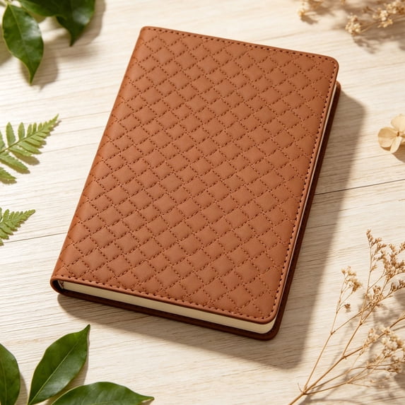 Ecohintz A5 Lockable Quilted Pu Leather Journal - 200 Sheets, 180° Flat Lay with Ribbon Bookmark - Secure Binding - Perfect Business Notebook & Personal Diary, Quilted Pu Leather Notebook, Brown