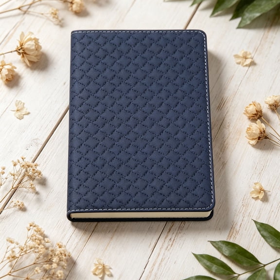 Ecohintz A5 Lockable Quilted Pu Leather Journal - 200 Sheets, 180° Flat Lay with Ribbon Bookmark - Secure Binding - Perfect Business Notebook & Personal Diary, Quilted Pu Leather Notebook, Dark Blue