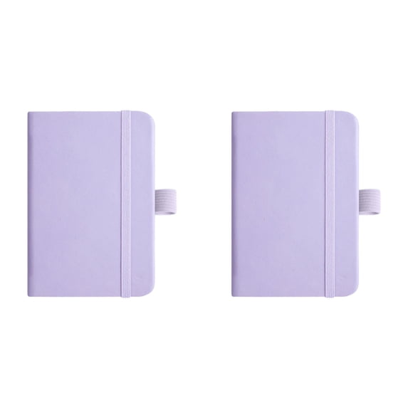 Ecohintz A7 Pocket Notebook with Pen Loop (100 Pages) - 2Pc, Softcover Sewed - Portable for Travel & School - Elastic Closure Keeps Writing Secure, Travel Size Journal, Purple