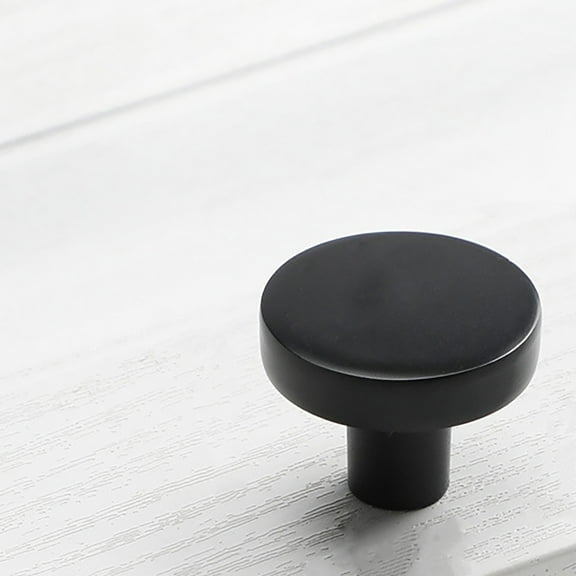 Modern Cabinet Knobs Ecohintz Modern Round Cabinet Knobs - Single Hole Alloy Handles for Cabinets & Dressers (1.22In Diameter), Sleek & Durable for Bedroom, Kitchen & Furniture Upgrades, Black