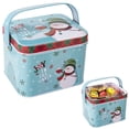 Ecohintz Christmas Tins Dessert Jar Containers with Handle Lid Metal ...