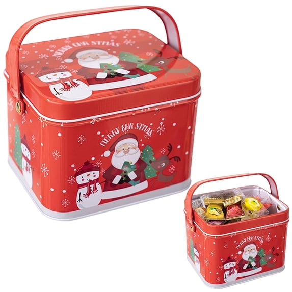Ecohintz Christmas Tins Dessert Jar Containers with Handle Lid Metal ...