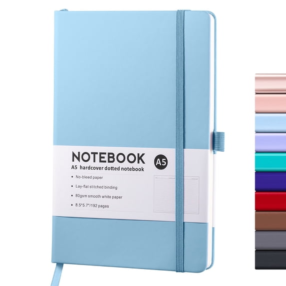 Ecohintz Classic A5 Ruled Journal - Leather Hardcover with Elastic Closure for Field Notes, Client Meetings & Personal Memoirs | 100GSM Thick Paper & Inner Pocket, Blue 1