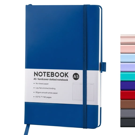 Ecohintz Classic A5 Ruled Journal - Leather Hardcover with Elastic Closure for Field Notes, Client Meetings & Personal Memoirs | 100GSM Thick Paper & Inner Pocket, Blue 2