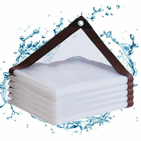 Ecohintz Clear Vinyl Tarp, Clear Transparent Tarps 2-Pack - 2*5M Vinyl Covers for Greenhouse, Balcony & Pet Hutch Roof, Waterproof & Tear-Resistant, Waterproof Greenhouse Cover, B