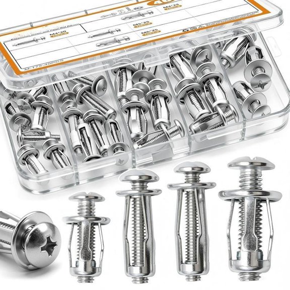 Ecohintz Expansion Petal Lock Nuts Assortment, Button Fasteners with Plated Finish for Thin Panel Applications, Ideal for Automotive, Furniture, And Diy Repair Projects As Show