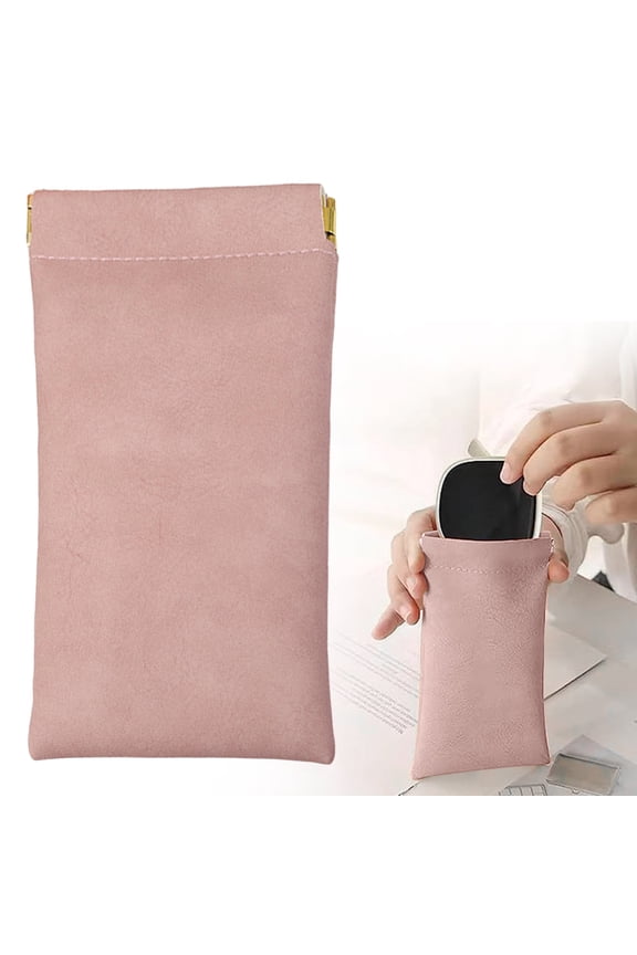 Leather Glasses Storage Pouch - Personalized Sealing Pocket Cosmetic Bag, Soft Lining, Scratch Protection, for Glasses, Cosmetics & Small Accessories, Leather Storage Bag