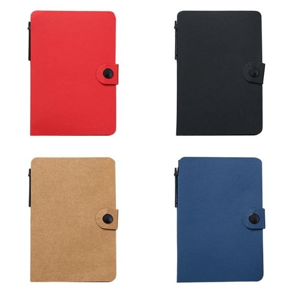Ecohintz Lined Pocket Notebook with Pen & Sticky Tabs, 4pc, 5.7" X 4.56" Notepad with Divider Tabs, 60 Sheets, Durable Cover, Elastic Closure, Bonus Multicolor Tabs & Pen Included, Sticky Tab Notepad