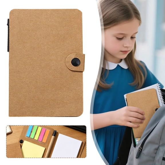 Ecohintz Lined Pocket Notebook with Pen & Sticky Tabs - 5.7" X 4.56" Notepad with Divider Tabs, 60 Sheets, Durable Cover, Elastic Closure, Bonus Multicolor Tabs & Pen Included, Sticky Tab Notepad