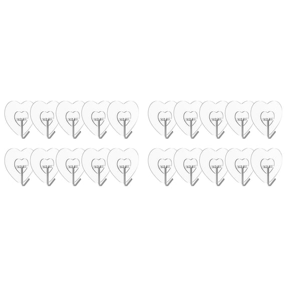 Ecohintz Multipurpose Clear Adhesive Wall Hooks (20-Pack) - No Nail Sticky Hook for Kitchen Keys, Glass Door, Towels, Coats - Damage-Free Utility Hanging Solution - Strong Hold, Clear Sticky Hooks