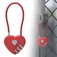 thumbnail image 1 of Ecohintz Small Heart-Shaped Combination Lock - Cable Padlock for Luggage, Suitcase, Gym Locker & Backpack - Portable for Travel, Outdoor & Fence Gate - Resettable Code, Luggage Padlock, Red, 1 of 9