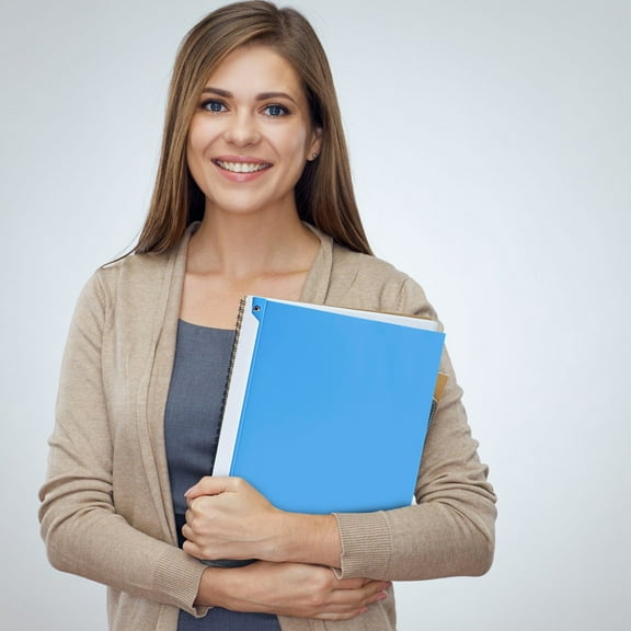 Ecohintz Swivel Sliding Bar Presentation Folder - A4 Clear Portfolio with Page Protectors - Organizes Resumes, Contracts & School Papers - Professional & Durable Document Organizer, Blue