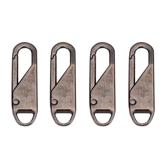 Ecohintz Universal Detachable Zipper Puller - 4 Pack Metal & Rubber Zipper Repair Kit - Fits Bags, Coats & Clothes - Easy to Install, No Tools Needed - Fix Broken Zippers Instantly, Brown