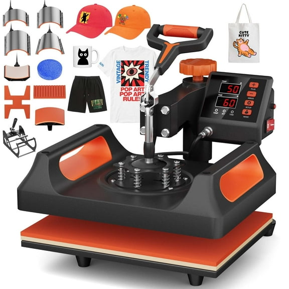 Ecojoy 11-in-1 Combo Heat Press Machine with Digital LCD Display & Double-Tube Heating Technology - 15"x12" Large Platen for T-Shirts, Mugs, Hats & More