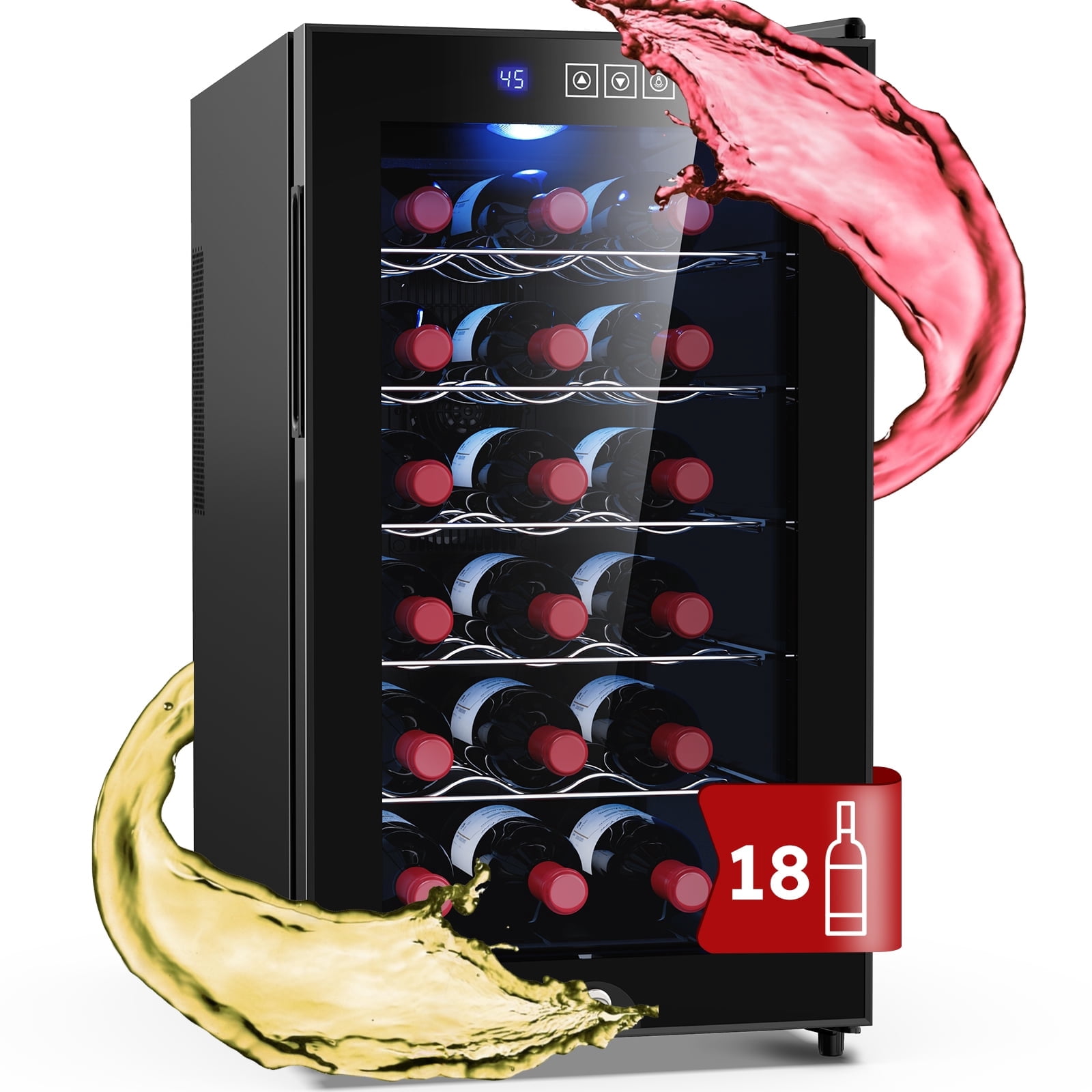 Ecojoy 18 Bottle Wine Cooler Refrigerator with 41-64 ℉ Digital Temperature Control Thermoelectric Wine Cooler