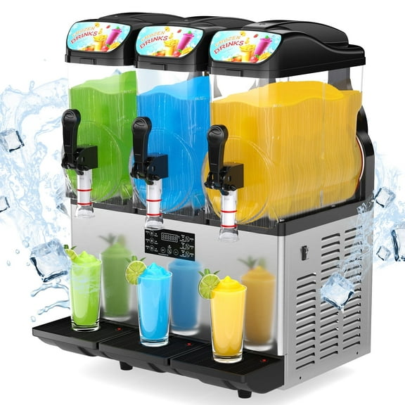 Ecojoy 45L 3-Tank Margarita slushy Machine with LED Light,with Self-cleaning Mode